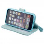 Wholesale iPhone 6 4.7 Folio Flip Leather Wallet Case with Strap (Blue)